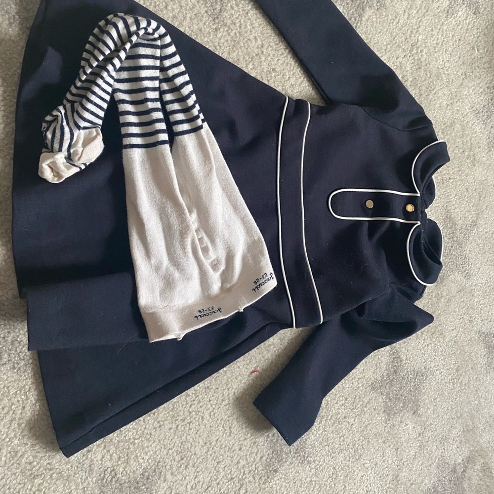 Jacadi size 3a navy dress and tights